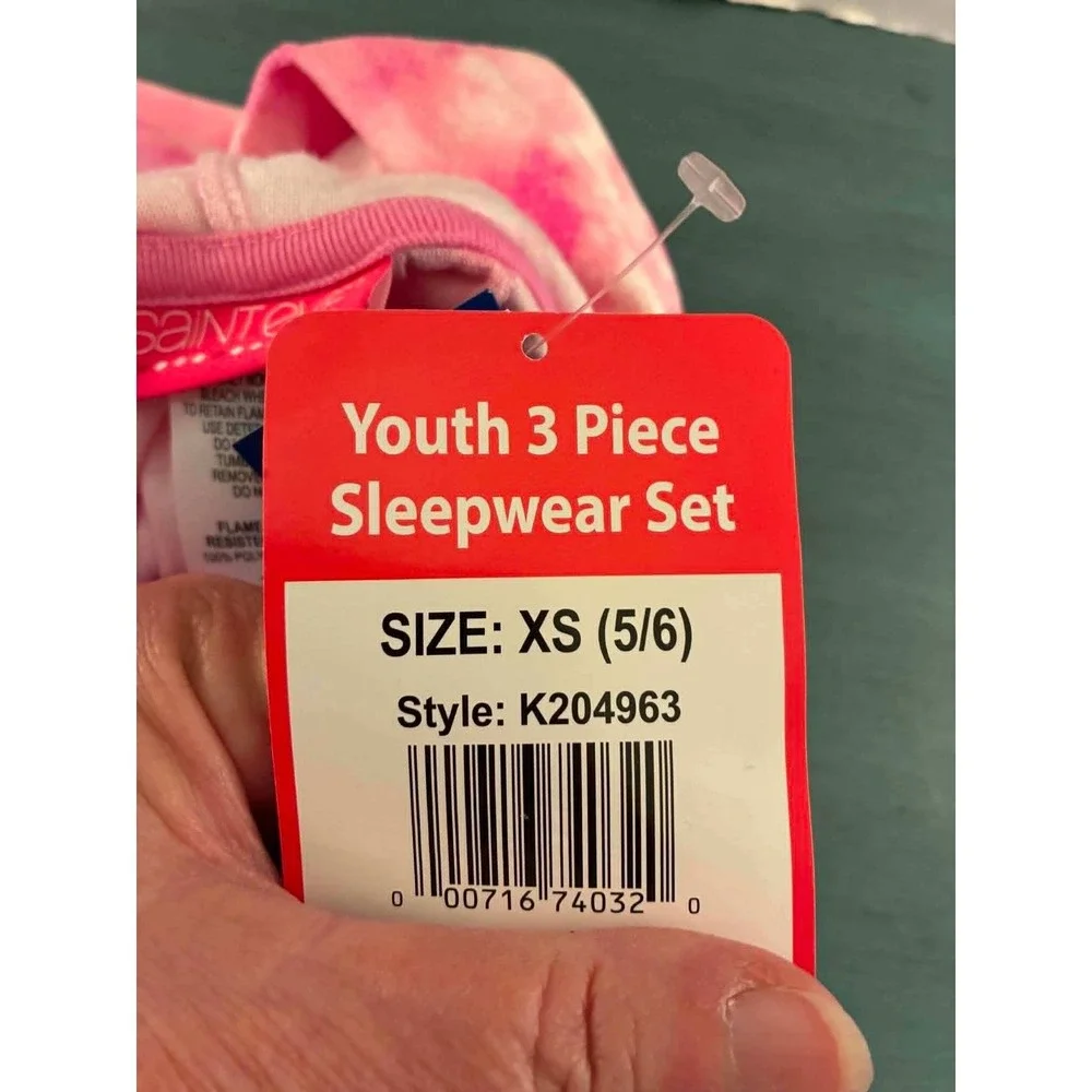 Saint Eve Sleepwear Set Girls XS 5/6 Pink Tie Dye Star 3pc NWT Hoodie Tee Shorts